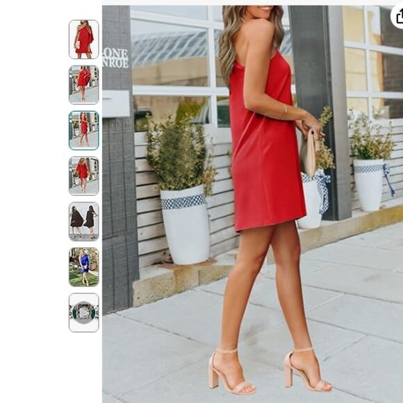NEW! Beagimeg Women's Sexy One Shoulder Batwing Loose Mini Dress - Size Small - Picture 2 of 4